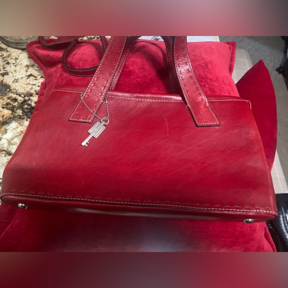 Gorgeous red all leather Fossil bag.